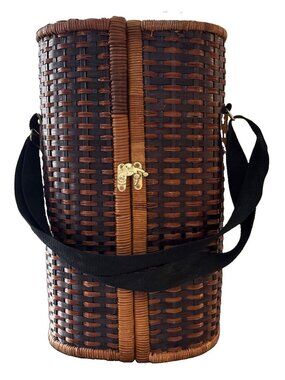 Grey Goose Vodka Woven Picnic Basket 2-Wine Glasses Bottle Travel Carry-READ!